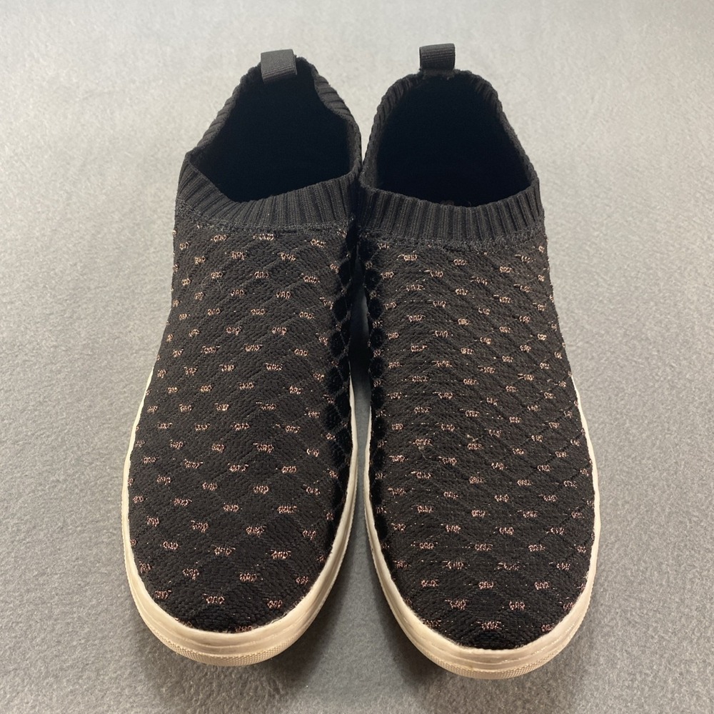 Skechers Womens Black Mesh Rose Gold Slip On 10M